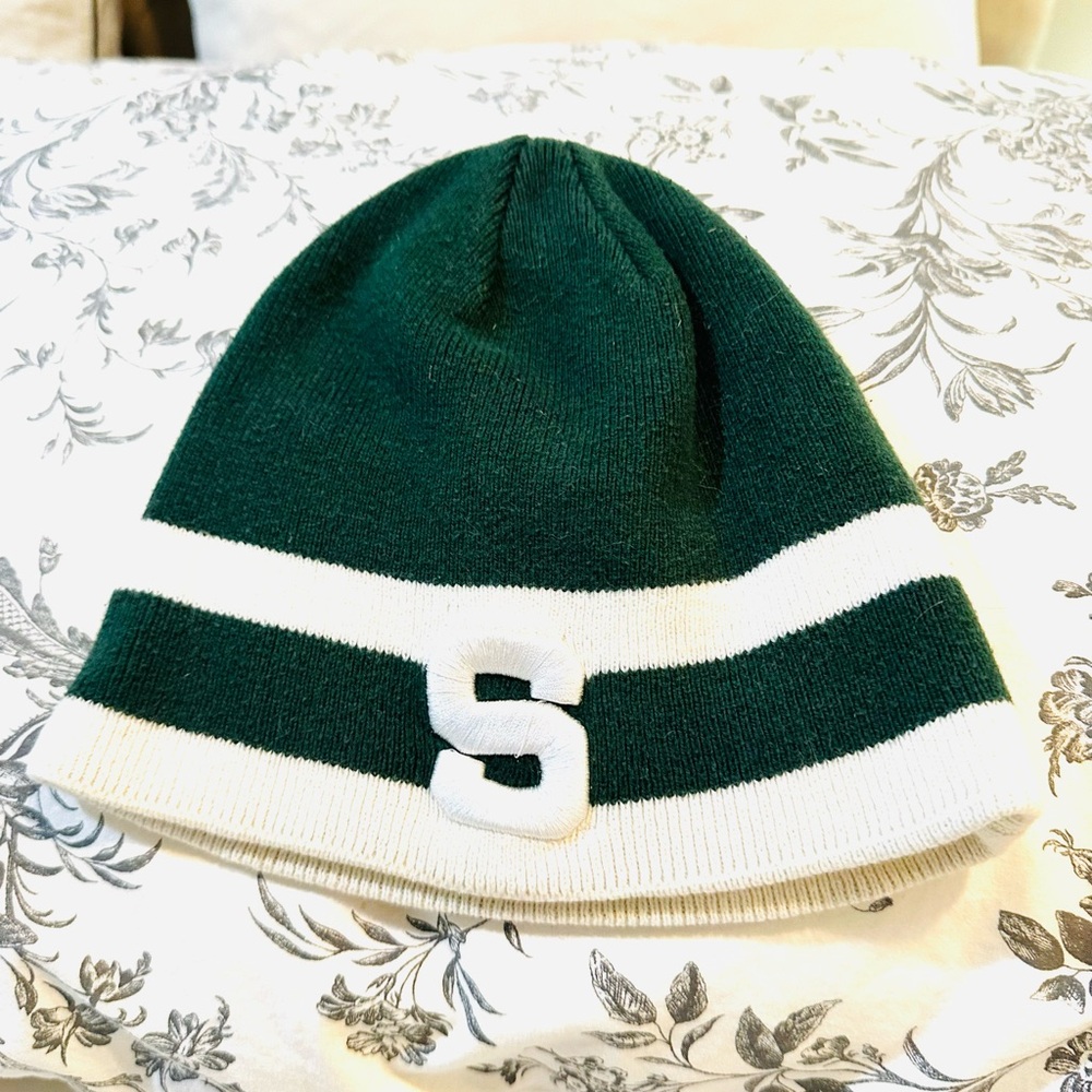 Unisex Green and White Michigan State Beanie